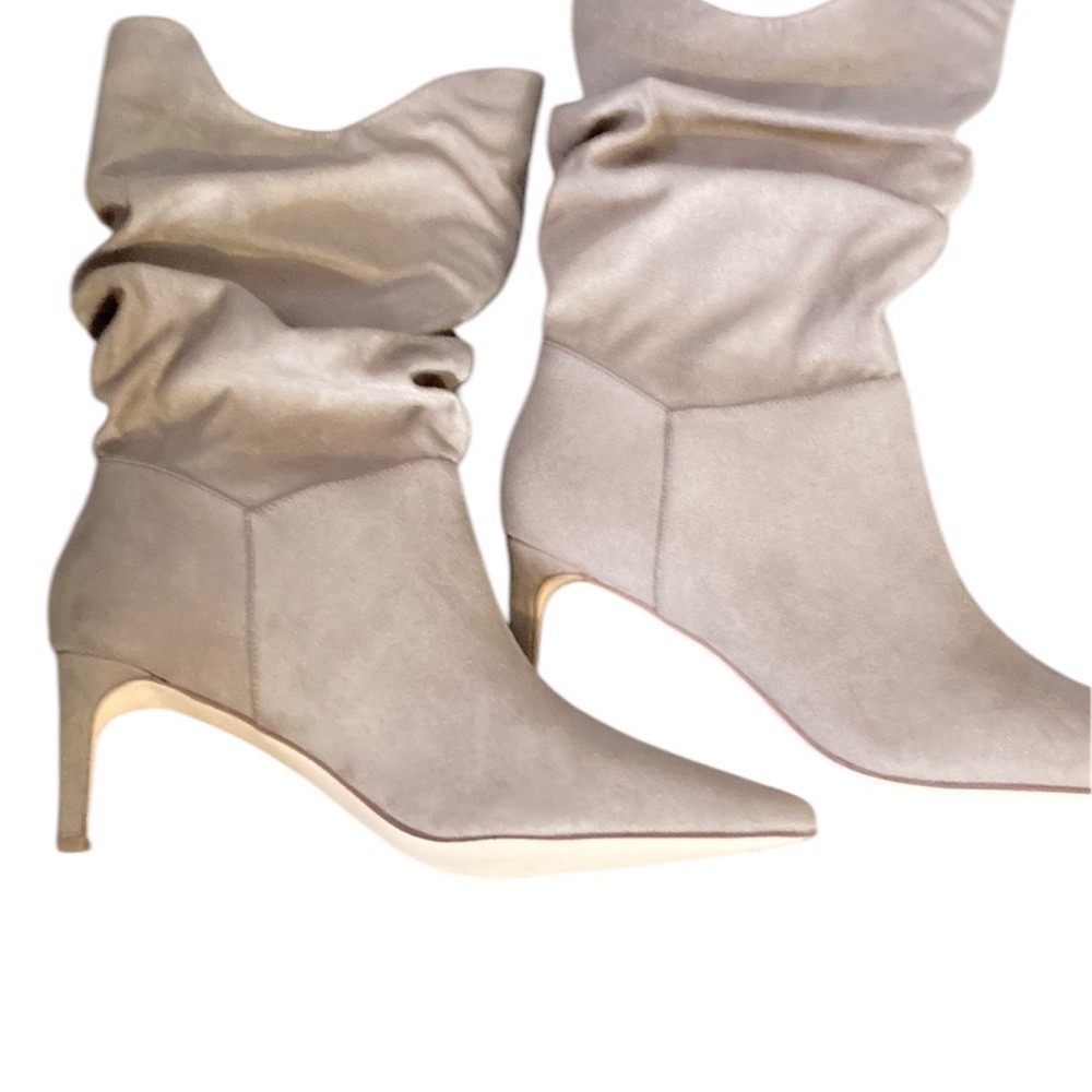 Shoe Dazzle Calf High Boots Taupe Size 10